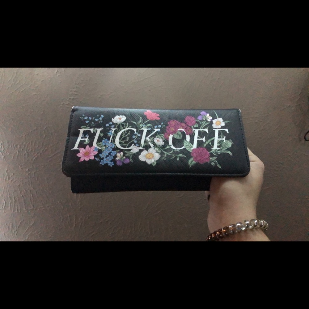 floral “FUCK OFF” wallet